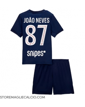 Paris Saint-Germain Joao Neves #87 Maglia Gara Casa Repliche 2025-26 Bambino